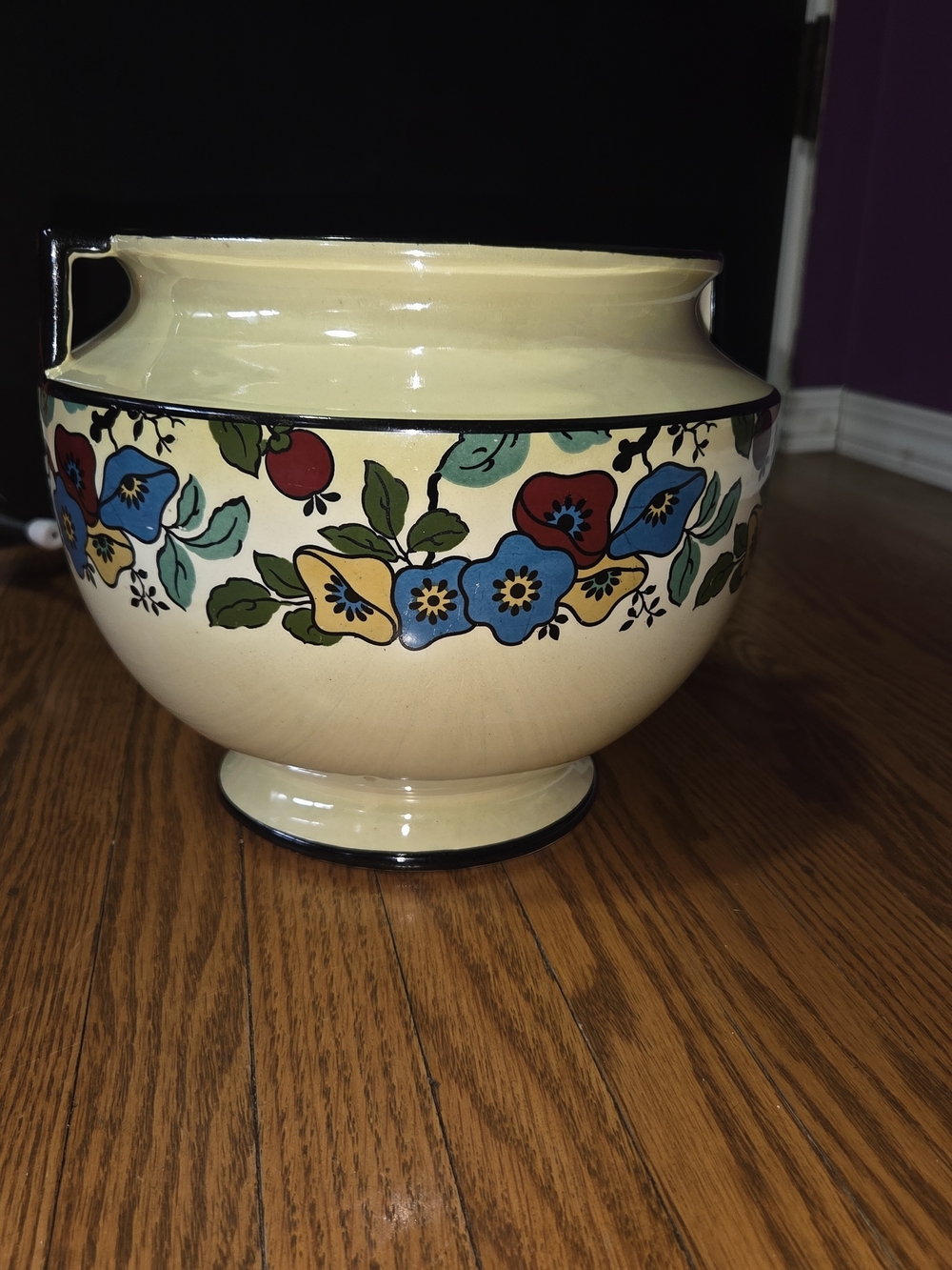 RARE Staffordshire England Pottery Jardiniere Handpainted Persian Pattern